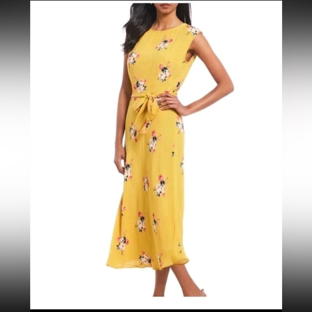 Joules Yellow Floral Midi Dress